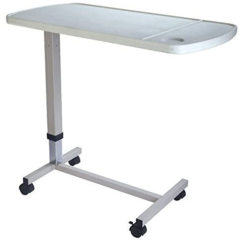 Tavolino Servitore Regolabile in Acciaio con Ruote e Piano in ABS