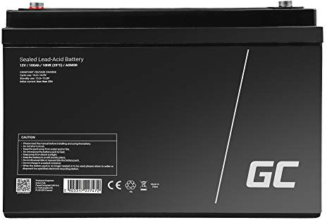 Green Cell AGM-batteri VRLA 12 V 100 Ah - ersättningsbatteri för UPS system, reservströmförsörjning och frekventa cykelapplikationer (gelbatteri)