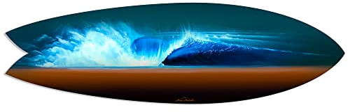 DECLINA, Wanddekoration, Surfbrett, Deko Surf, Aluminiumdruck, dekoratives Surfbrett, Pipeline, 100 x 30 cm