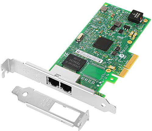 Euqvos PCIe Ethernet Network Card for Intel I350-T2 I350AM2 Chipset PCIe 2.1 x4 1Gb Dual Port RJ45 LAN Card Support Windows Server/Windows/Linux/VMware/ESX