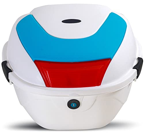SEVEEZ Baúl De Moto Maleta Universal Caja De Cola De Scooter PP Impermeable Deposito De Valijas para Moto Ciclomotor Caja Trasera Trasera (Color : White-05, Size : 33x37x26cm)