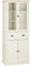 HOMCOM Alacena de Cocina Despensa Armario de Cocina con 2 Puertas de Vidrio 1 Cajón y Baldas Ajustables Aparador para Comedor Salón 76x40x182,5 cm Crema