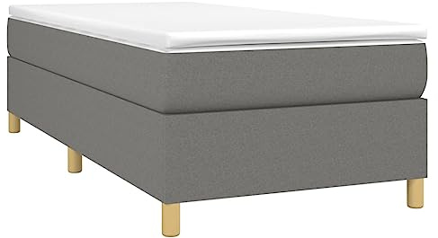 vidaXL Estructura de Cama con somier Tela Gris Oscuro 90x190 cm