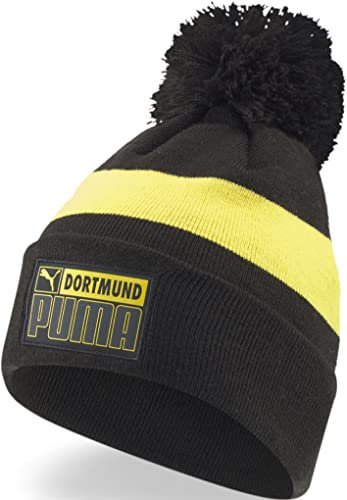 PUMA - Unisex BVB Pom Beanie, Puma Black/Cyber Yellow Ii, Einheitsgröße