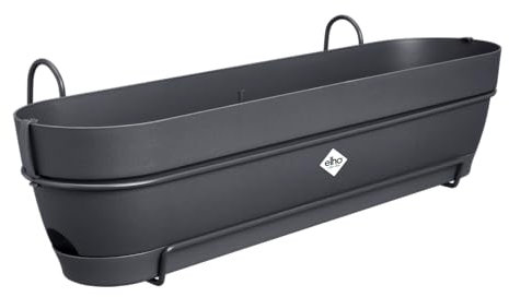 elho Vibia Campana Balkonkasten Allin1 70 mit Wasserreservoir - Übertopf für Balkon - 100% recyceltes Plastik - Ø 70.4 x H 17.7 cm - Schwarz/Anthrazit
