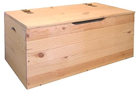 MONDO VIRO Contenitore a baule in Abete Naturale cassapanca per salvaspazio di legno grezzo con diverse dimensioni (100 x 40 x h 50 cm, Large)