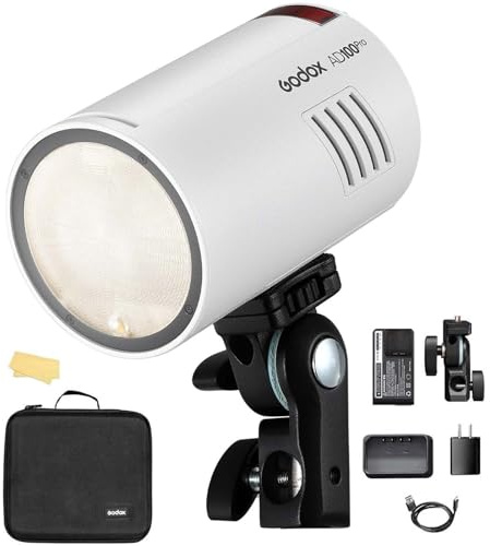 Godox AD100pro Strobe Flash Light Portable 100Ws 2600mAh Battery TTL/M/Multi Functions 2.4G Wilreless X System 1/8000 HSS 0.01-1.5s Recycling 360 Full Power for Photography Studio Shooting