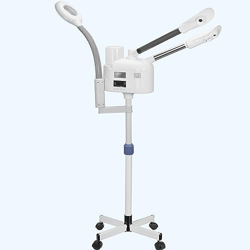 3 in 1 Professional Facial Steamer with 5X Magnifying Lamp, Upgraded PTC Heating, Hot/Cold Mist Steam for Home Salon, Spa and Beauty