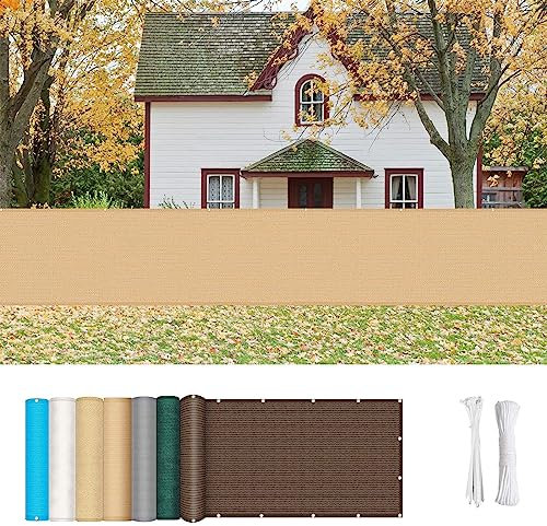Balkonbespannung 100 x 200 cm Wind HDPE UV-Schutz Balkonabdeckung Balkonsichtschutz mit Kabelbinder Ohne Bohren für Balkongeländer Garten, Beige