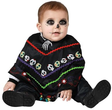 Atosa Costume Scheletro Poncho Messicano Bimbo 6 A 12 MESES