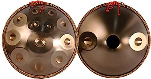 432 Hz Handpan Steel Drum, Golden Handpan Drum Percussion, 9/10/12/14 Noten 22 Zoll „Gold Performer“ In D-Moll Mit Weichem Handpan-Etui, Robustem Handpan-Ständer Und Staubfreiem Tuch,10Notizen,Hil