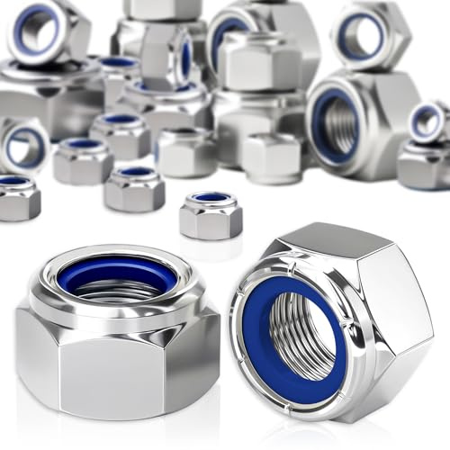 HXJDAM Sechskantmuttern M4 DIN985 70 Stück Premium Edelstahl Sicherungsmuttern A2 V2A selbstsichernde muttern Ideal für Robuste Befestigungen Schraubenmutter Stoppmuttern Kontermuttern