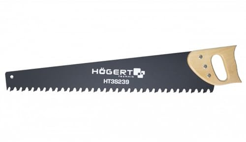 HÖGERT TECHNIK Handsäge für Porenbeton 600 mm 34 TPI – Säge für Gasbetonblöcke, gehärtete TCT-Hartmetallzähne, dreiseitig geschliffen, Holzgriff, Gasbetonsäge Betonsäge Wandsäge Werkzeug
