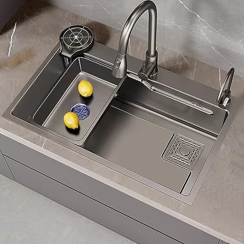 Lavello da cucina in acciaio inossidabile Nano per uso domestico, grande lavabo sottopiano fatto a mano a fessura singola, lavabo per mano (650x450mm)