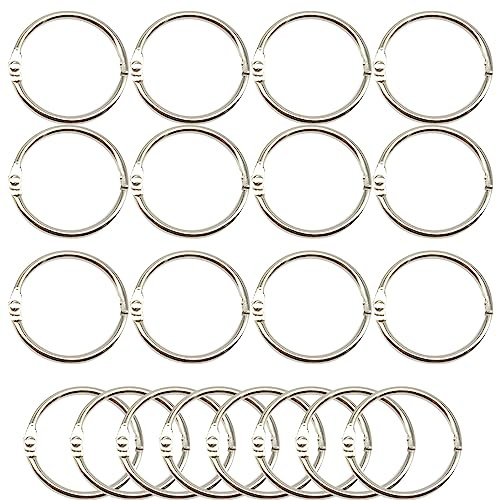 Yosawo 20 Pack Book Binder Rings Metal Loose Leaf Binder Rings for Flash Cards, Index Cards and Loose Paper, Key Rings（25mm）
