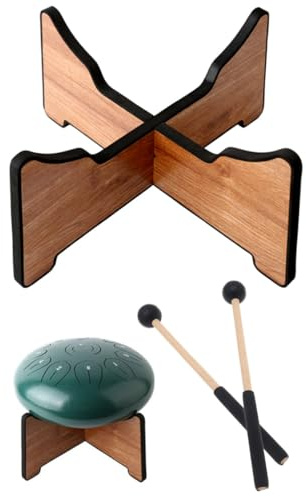 TUOREN Holzzungentrommelständer, zusammenklappbar, tragbar, Halterung für 25,4 cm Stahlzungentrommel, Handpan-Trommel mit 1 Paar Trommelschlägel