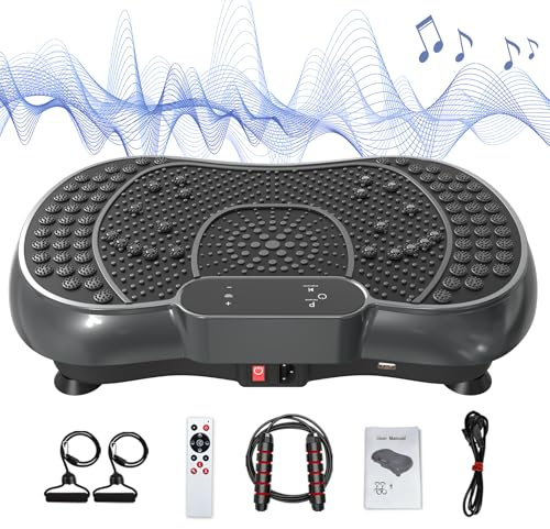 Bigzzia Vibration Plate Exercise Machine for Weight Loss – 100-Speed Platform with Remote & Resistance Bands, 450 lbs Capacity – Quiet Full Body Workout for Lymphatic Drainage at Home