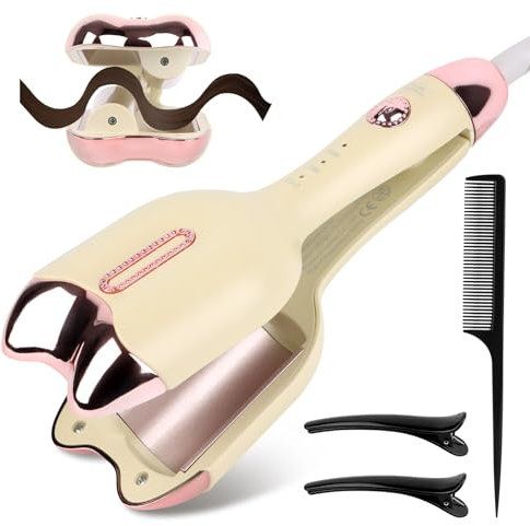 MXTIMWAN Ferro Arricciacapelli per Onde,Piastra Onde per Capelli,Ferro Capelli Grandi Ricci Adatto ai Principianti,Ondulati Temperatura Regolabile Ondulata Ferro,Riscaldamento Rapido Curling Iron