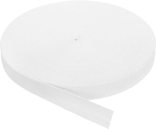 Köperband gerades Band Einfassband Baumwolle Bänder (weiß - 15mm Breit, 50 Meter)