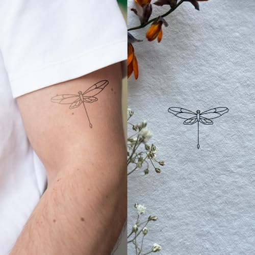 Einfache Libelle Inkster Tattoo | NEU: Verbesserte Qualität | Hautfreundlich & EU Kosmetikzertifiziert | hochwertige Temporäre Tattoos aus pflanzlichen Inhaltsstoffen | wasserfest