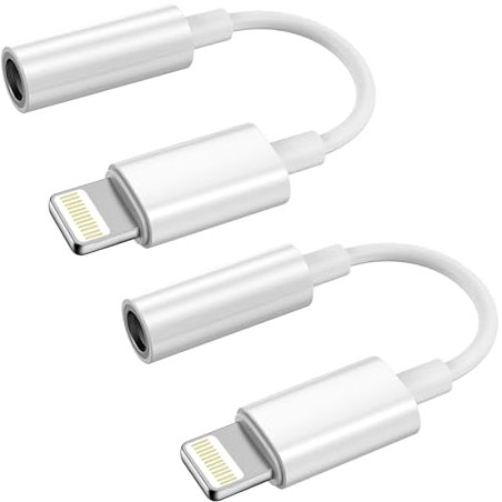 gaubss Lightning to 3.5mm Headphone Jack Adapter, 2 Pack Jack to Lightning Adapter for i-Phone 15/14/13/12/11 Pro Max/XR/XS/X/8/7, Aux Audio Dongle Converter for Earphones, Speakers[MFi Certified]