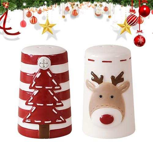 2 Stück Weihnachts Salz Und Pfefferstreuer Set Keramik Salzstreuer Gewürzstreuer Küchendekorationen