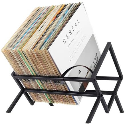 KOOMAL Vinyl Record Storage Black Vinyl Record Holder, Metal Single Tier Record Holder