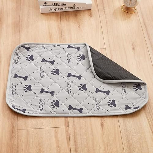 FANSU 2 Stück Welpen Unterlagen,Pfotenabdruck Wiederverwendbare PIPI Matten für Hunde,Inkontinenzunterlage Waschbar, Welpenunterlage für Welpen,oder Inkontinente Hunde (80x100cm,Hellgrauer Knochen)