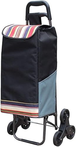 JQQJZLC Multifunktions-Einkaufswagen, faltbar, tragbar, Anhänger, Tasche des Alten Mannes, Auto, sechsrädriger Oxford-Stoffwagen, Aufbewahrung, Handkarren (Farbe: #1)