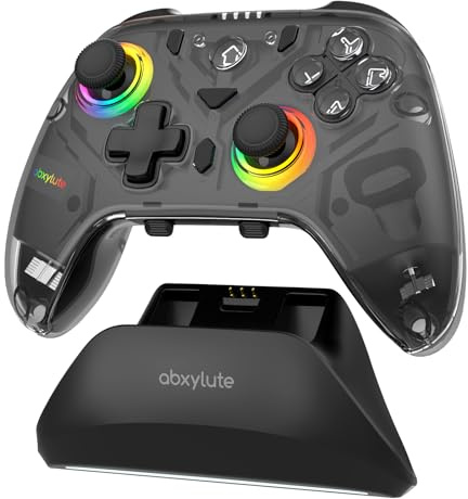 C8 PC-Controller – Kabelloser Bluetooth-Dongle – Hall-Effekt-Joystick mit RGB-Beleuchtung – 1000Hz Makrotaste – Duale Vibration – Gaming-Controller für Windows-PC, Android, Switch, Steam, TV, iOS