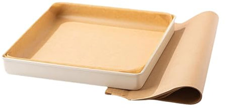Lot de 100 feuilles de papier sulfurisé non blanchi 34 x 34 cm anti-adhésif prédécoupé pour une cuisson et une cuisson faciles dans des demi-poêles