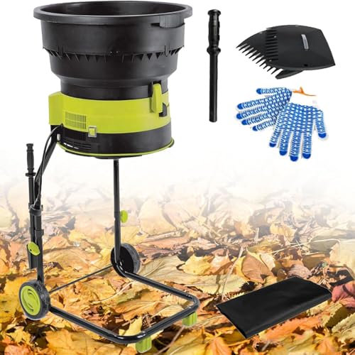 YANGYMM Electric Leaf Mulcher, 2500W Compost Shredder,8000rpm Electric Chipper, Garden Leaf Crusher with Wheels and Storage Bag, for Yard Cleanup, Composting,30M