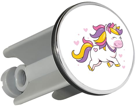 Huuraa Waschbeckenstöpsel Einhorn Comic Geschenk | Universal Stopfen 4cm höhenverstellbar Abflussstopfen Geschenkidee Stöpsel mit Motiv für das Waschbecken