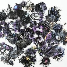 50Pcs Gothic Black Rose Stickers for Water Bottle,Skateboard, Car,Laptop,Motorcycle,Bike,Computer,Scrapbook,Luggage,Flower Waterproof Vinyl Sticker,Teens Girls Sticker Plant Aesthetic Decal