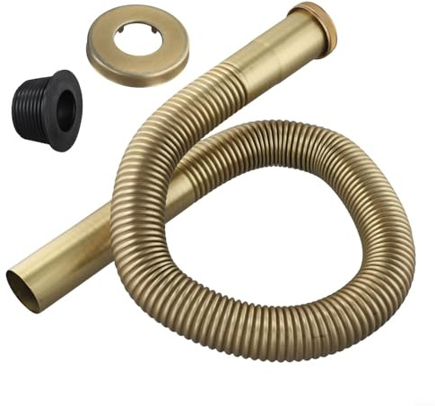 Bulevisiter Siphon d'évier rétractable en laiton antique, 80 cm, convient pour salle de bain, cuisine, convient pour DN30