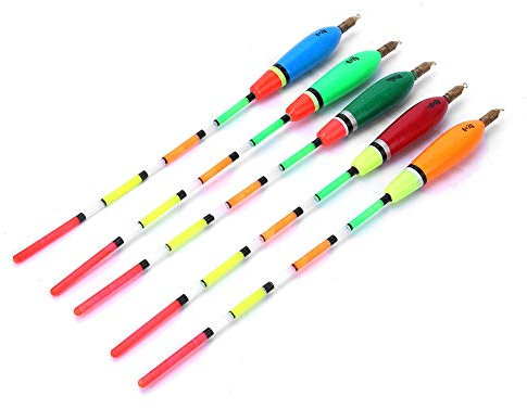 POENVFPO 5st Bunte Bars Holzfischerei Float Bobber Set Bite Indikator Fischereiausrüstung für eine Gute Leistung (6+2g)
