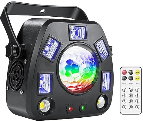 ZKLGS Luci Discoteca, 4IN1 LED DJ Lights Proiettore remoto Strobe Magic Ball UV Black Stage Lighting Effect DJ Disco Party Holiday Dance Bar per DJ, Discoteca, Fotografia, Video, Matrimonio