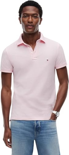 Tommy Hilfiger Uomo Maglietta Polo Maniche Corte 1985 Slim Fit, Rosa (Pink Lily), L