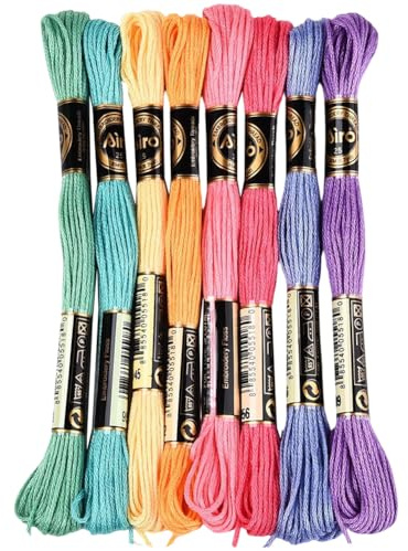 CABODYALS 8 matassa 6 Fili Filo da Ricamo Variegato Colorato Arcobaleno Sfumato Filo per Punto Croce Braccialetti Dells'Amicizia Filati Fili Spago per Cucito A Mano Gioielli Artigianato Bracciale Fai