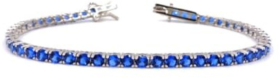 t♀d♂ jewels Bracciale Tennis in Argento 3mm 925 Rodiato con Zirconi Blu Taglio Diamante da donna e da uomo (18 Centimetri)