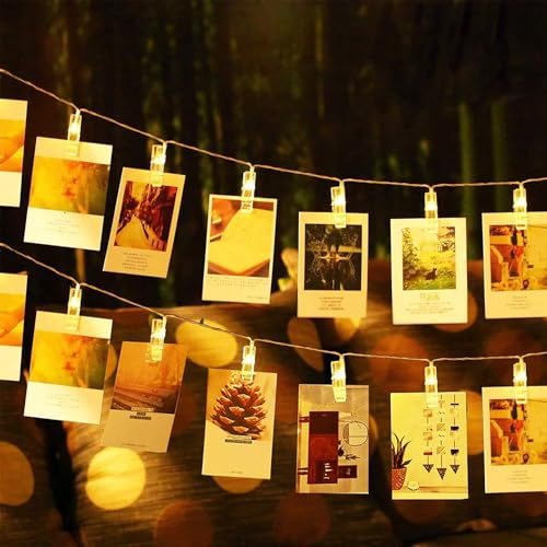 Kaleora LED Fotoclip Lichterkette, 3 Meter 20 LEDs Lichterkette mit Klammern Batteriebetrieben, Warmweiß Lichterketten Fotoclips für Weihnachten, Hochzeiten, Wohnzimmer, Wand, Party Deko