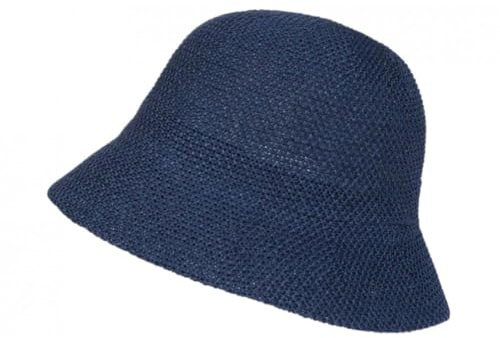 Nyls Création Damenhut für den Sommer, Marineblau, Glockenform aus Stroh, modisch, Kokos – Größe: Einheitsgröße – Farbe: Blau – Damen