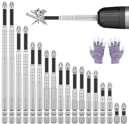18Pcs High Magnetic Screwdriver Drill Bit Set Carbon Steel Anti-Slip Impact Bits Magnetic Screwdrivers Drill Bits Set Precision Screwdrivers Bits Kit Electric Screwdriver Set for Home Repair