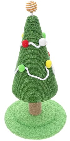 Mikikit Rascador para Gatos con Forma de Árbol de Navidad Altura de Cuerda de Sisal para Rascador Vertical Accesorio Navideño para Gatitos