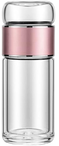 iplusmile Botella de Vidrio para Infusión de Té Portátil y Prueba de Fugas Diseño con Separador para Sueltas Color Rosa Dorado para Llevar y Preparar Té cualquier Lugar