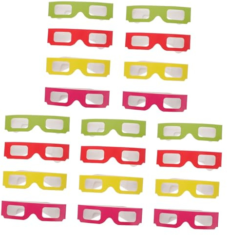 Hemobllo Occhiali 3d in Cartone Anaglifici 20 Pezzi Set, Occhiali Per Film 3d Portatili, Colorati (rosso, Giallo, Verde, Rosa) Per Feste, Cinema e Visione Domestica