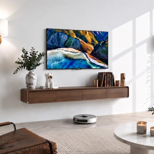 FGNIXLN Massivholz TV Lowboard,160-240CM TV Schrank,Lowboard Hängend, Fernsehschrank Für Das Wohnzimmer, Geeignet Für Das Wohnzimmer Und Schlafzimmer (Nussbaum, 200CM)
