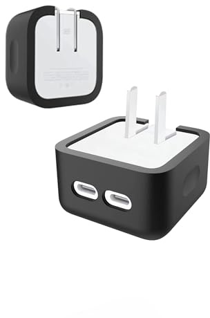 1PC Silicone Case for A-pple 35W Charger Power Plug - Shockproof Dustproof Cover, Soft Anti-Scratch Protective Skin Shell for Apple USB-C Charger (Black)