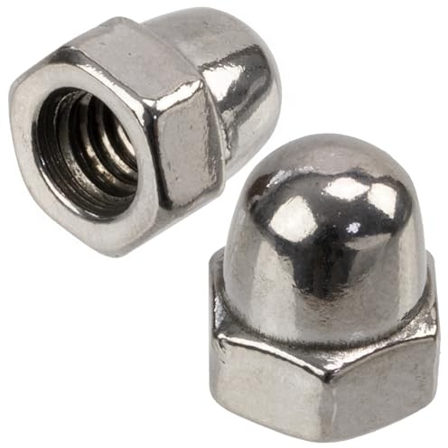 AERZETIX - Set di 60 dadi ciechi esagonali M4 con testa a cupola cava | per assemblaggio decorativo, fissaggio su barra filettata e lavori di metalmeccanica | in acciaio di colore argento