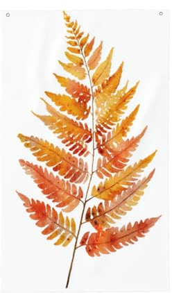 Farn in Herbstfarben, Hofhausflaggen, 90 x 150 cm, mit Ösen, für drinnen und draußen, Party, Heimdekoration